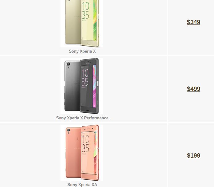 Xperia XA, Xperia X, X Performance đồng loạt giảm giá