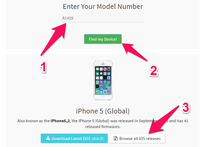 Nhập model number để nhận diện đúng thiết bị - hạ cấp iOS 10 xuống iOS 9.