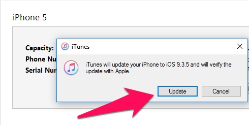 Chọn nút update - hạ cấp iOS 10 về iOS 9