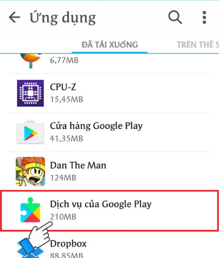Chọn Dịch vụ của Google Play