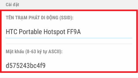 Điền tên mạng Wifi và Mật khẩu