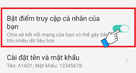 Bật điểm truy cập cá nhân của bạn