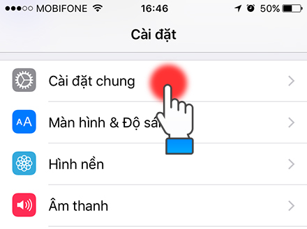 Vào Cài đặt chung.