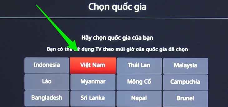 Chọn quốc gia là Việt Nam