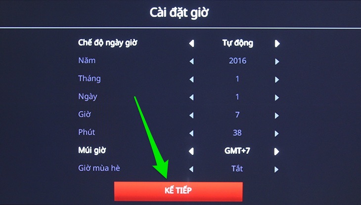 Cài đặt ngày giờ cho tivi