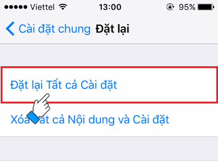 Chọn Đặt lại Tất cả Cài đặt