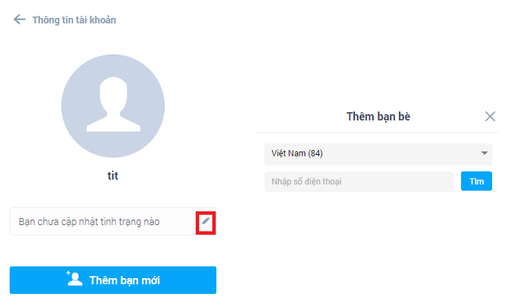 Zalo Trạng thái + thêm bạn.