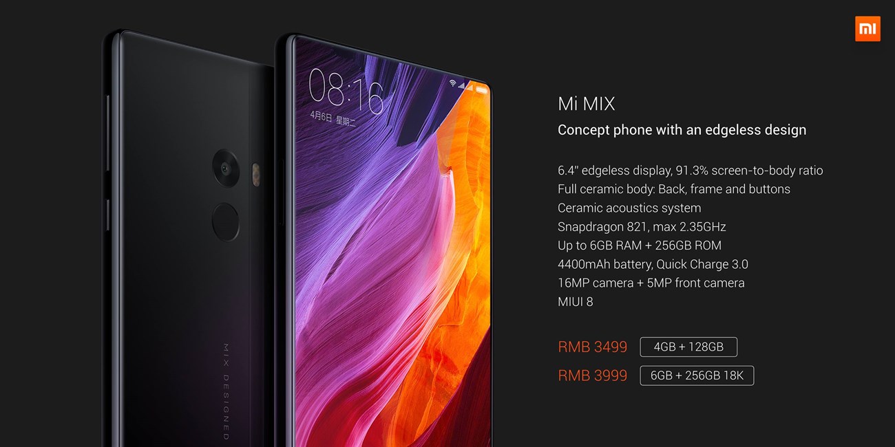 Thật bất ngờ: Xiaomi công bố mẫu điện thoại Mi MIX không viền, 2 camera