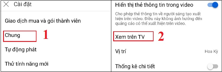 Chọn Xem trên TV