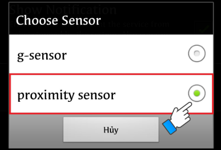 Chọn proximity sensor