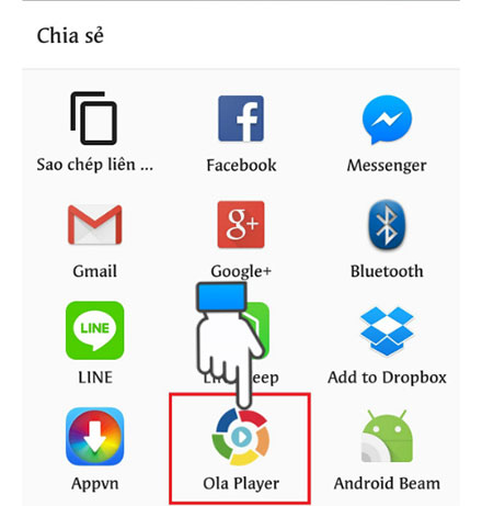 Chọn vào Ola Player