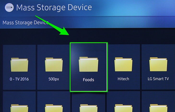 Cách sử dụng remote tivi Samsung K5300 > Chọn thư mục chứa hình