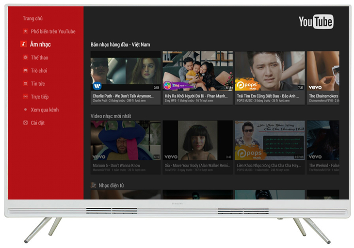 Cách sử dụng remote tivi Samsung K5310 > Mở YouTube trên tivi