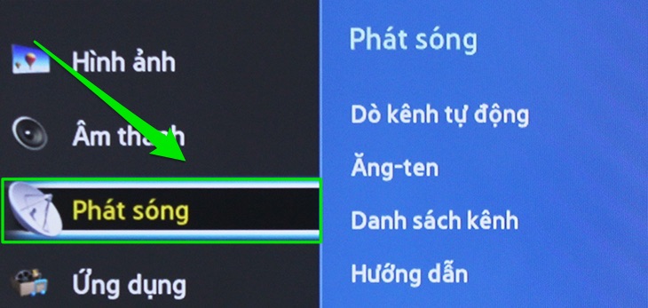 Cách sử dụng remote tivi Samsung K4100 > Chọn phát sóng