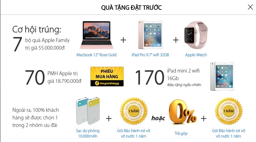 quà tặng đặt trước