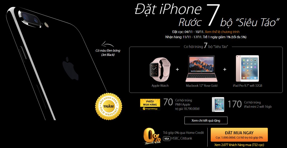 iPhone 7, iPhone 7 Plus đạt 2.000 suất đặt hàng với tốc độ nhanh kỷ lục