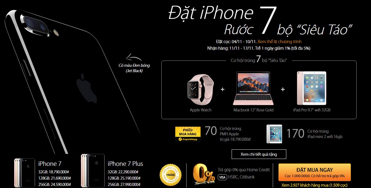 Tin vui dành cho Fan Táo là iPhone 7 Jet Black giá cũng bằng các màu khác