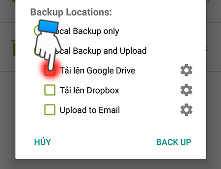 Sao lưu và phục hồi tin nhắn trên android vào Email, Dropbox hoặc Google Drive