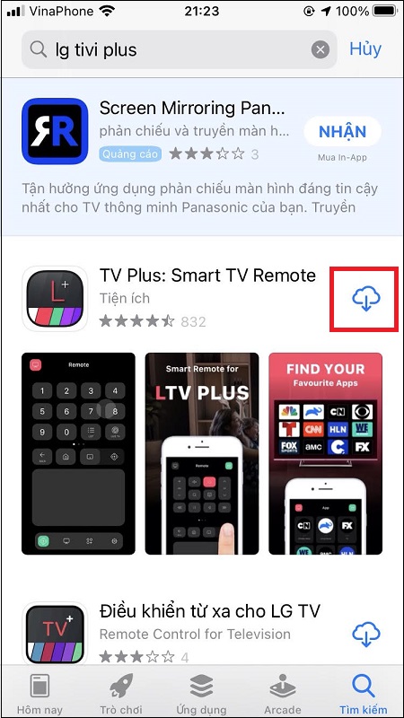 Tải ứng dụng LG TV Plus về điện thoại iPhone.