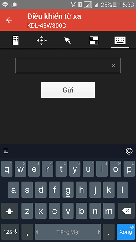 Dùng ứng dụng Sony Video & TV SideView có thể gõ chữ như khi nhắn tin