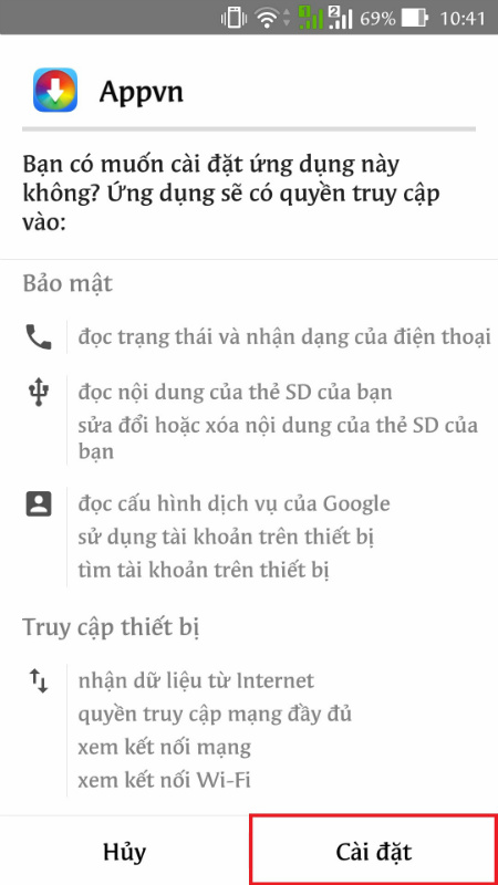 Cài đặt ứng dụng