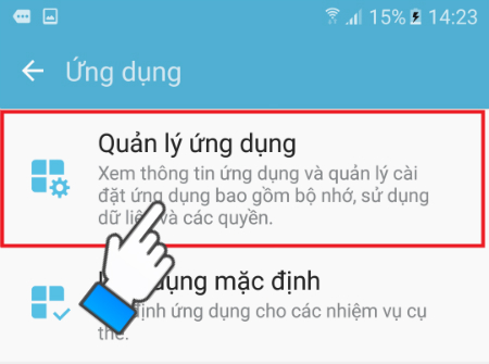 Chọn Quản lý ứng dụng