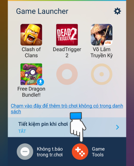 Bật tính năng Game Tools