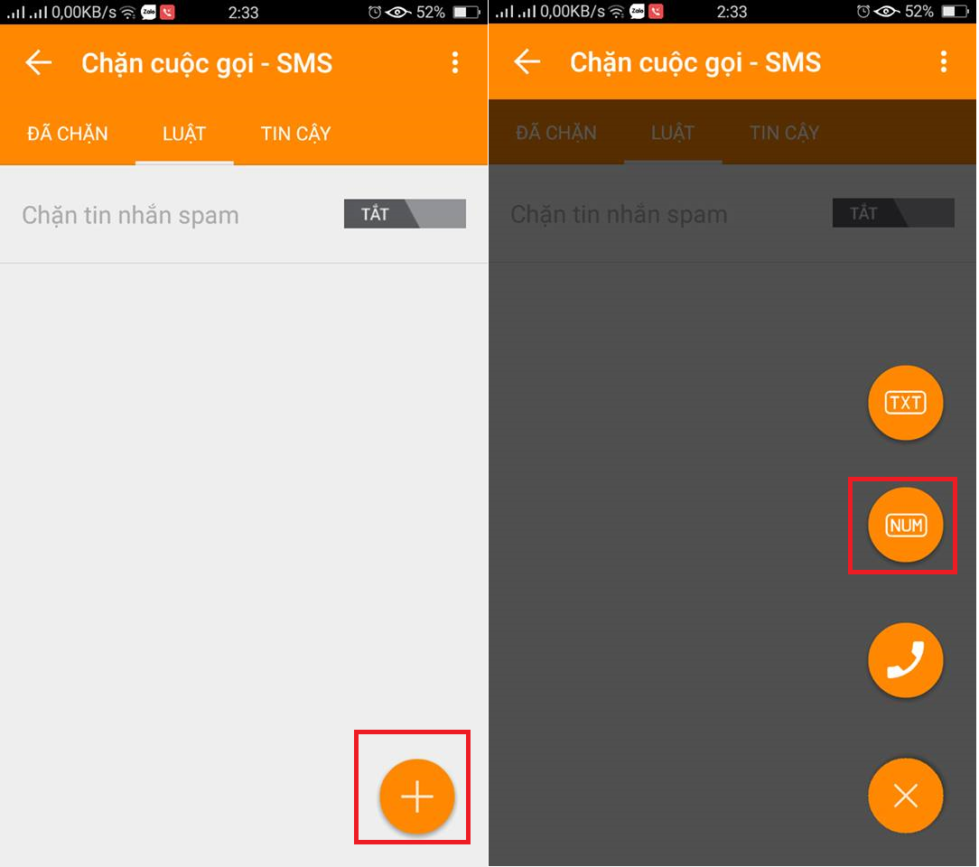 Chặn cuộc gọi.