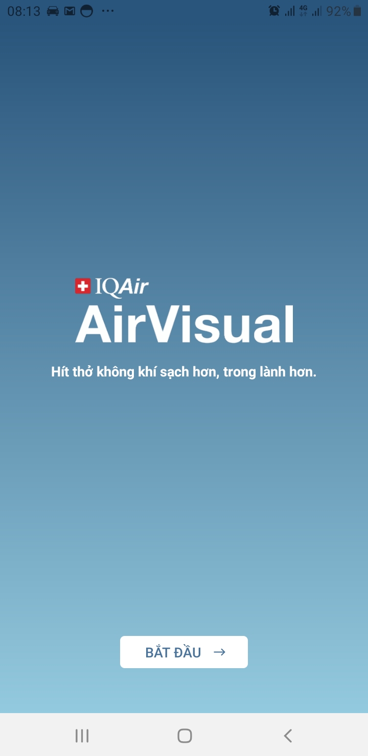 Màn hình khởi chạy của AirVisual