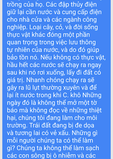 Đoạn văn sau khi được dịch