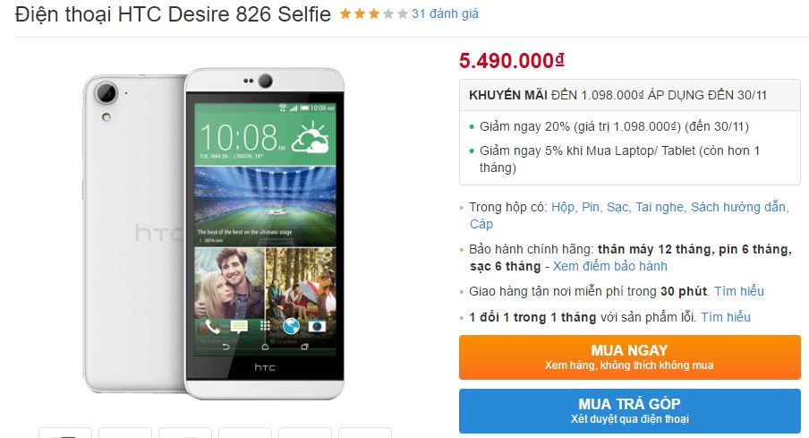 Chuyên gia selfie của HTC vừa được giảm giá tiền triệu