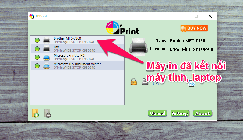 Kiểm tra máy in đã được kết nối hay chưa