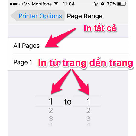 Chọn trang in