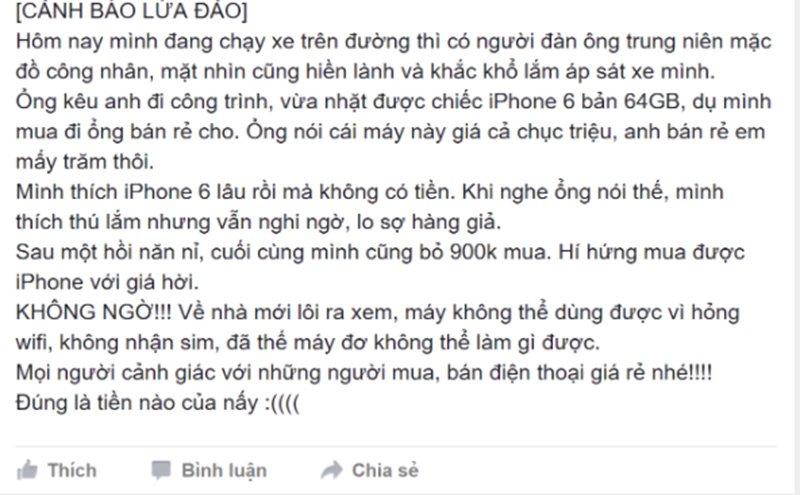 Cẩn trọng chiêu lừa bán iPhone nhặt được giá siêu rẻ
