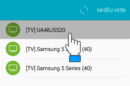 Chọn tivi Cách chiếu màn hình tivi Samsung xuống điện thoại > Chọn tivi