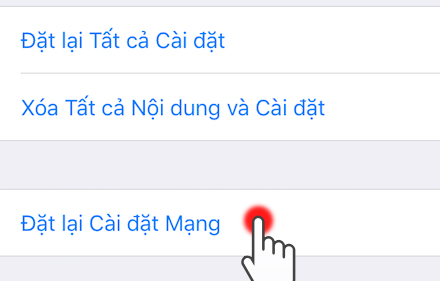 Chọn đặt lại cài đặt mạng