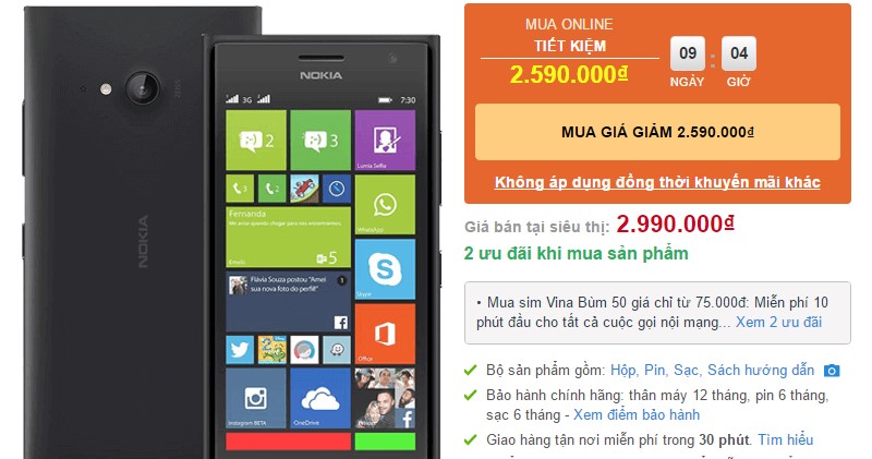 Nokia Lumia 730 giảm giá Nokia Lumia 730 giảm giá