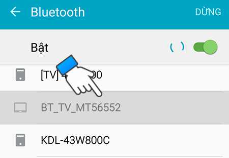 Cách phát nhạc từ điện thoại lên Smart tivi TCL 2016 bằng bluetooth > Chọn tivi cần kết nối