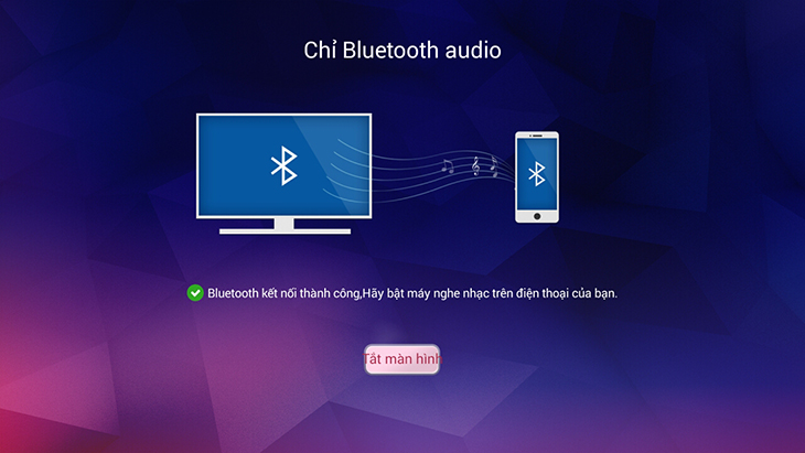 Cách phát nhạc từ điện thoại lên Smart tivi TCL 2016 bằng bluetooth > Kết nối thành công