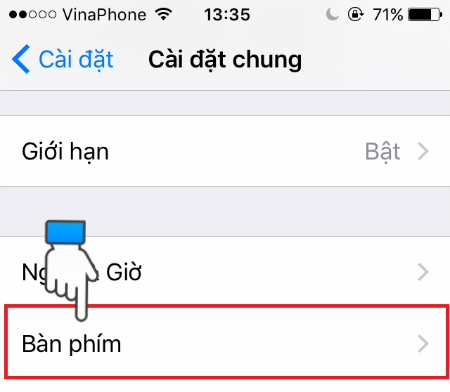 Chọn Bàn phím