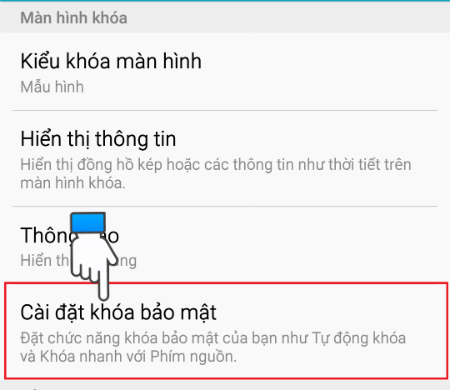 Chọn Cài đặt khóa bảo mật