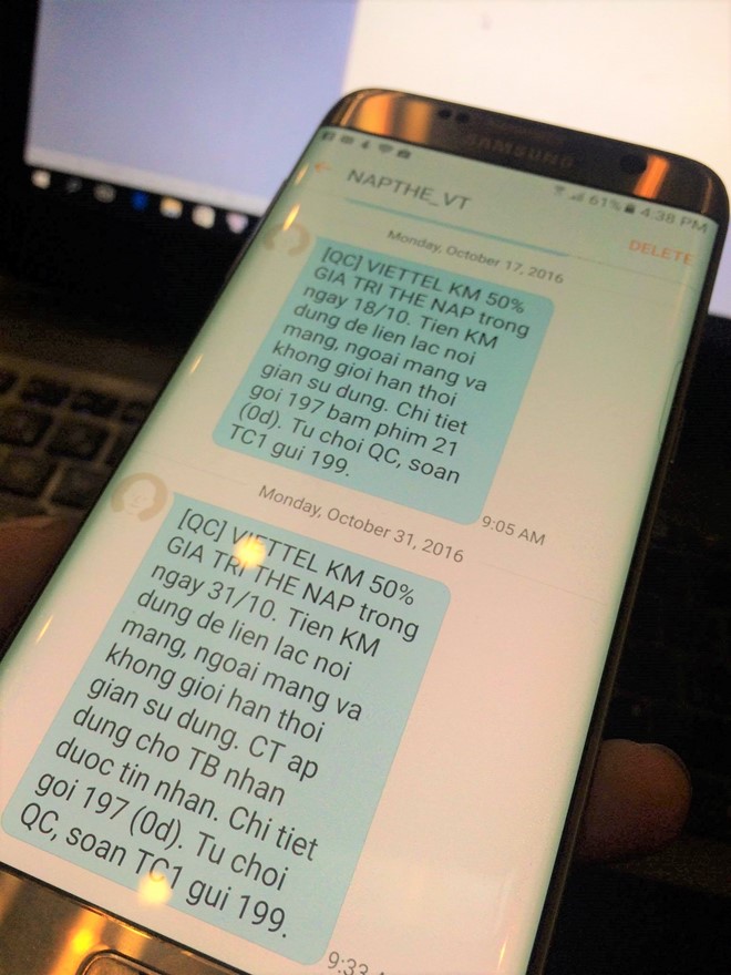 Các thuê bao của 5 nhà mạng không nhận được thêm tin nhắn báo khuyến mại từ 31/10/2016. Ảnh: Ngô Minh.
