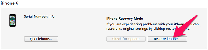 Nhấn Restore iPhone