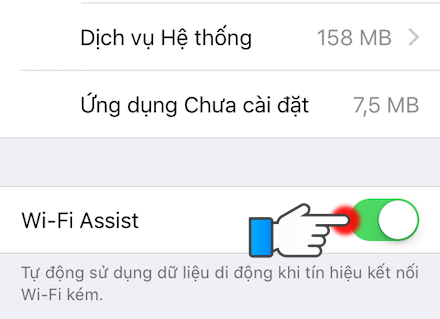 Tắt wifi assit Mẹo nhỏ giúp bạn tiết kiệm đến hơn 50% dữ liệu 3G trên iPhone > Tắt wifi assit