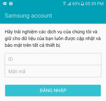 Đăng nhập tài khoản Samsung