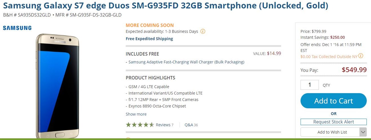 Galaxy S7, Galaxy S7 Edge đã được giảm giá tại Mỹ Galaxy S7, Galaxy S7 Edge đã được giảm giá tại Mỹ