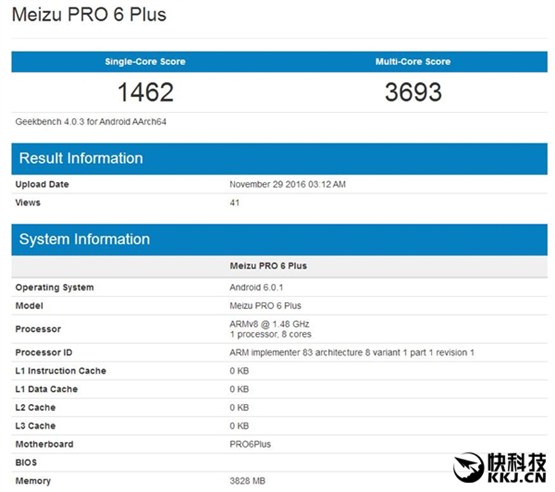 Meizu Pro 6 Plus rò rỉ thông số cấu hình trên Geekbench Meizu Pro 6 Plus rò rỉ thông số cấu hình trên Geekbench