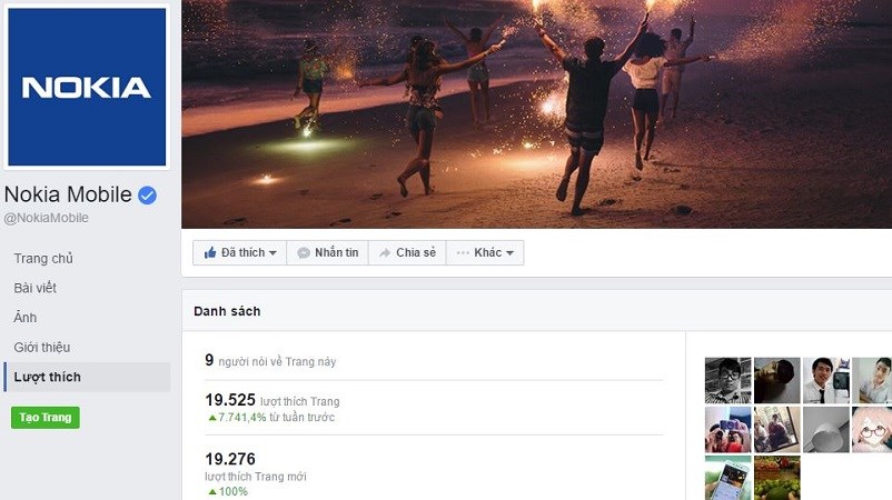 Chỉ khoảng 20 tiếng, fanpage Nokia Mobile đạt gần 20 ngàn lượt thích