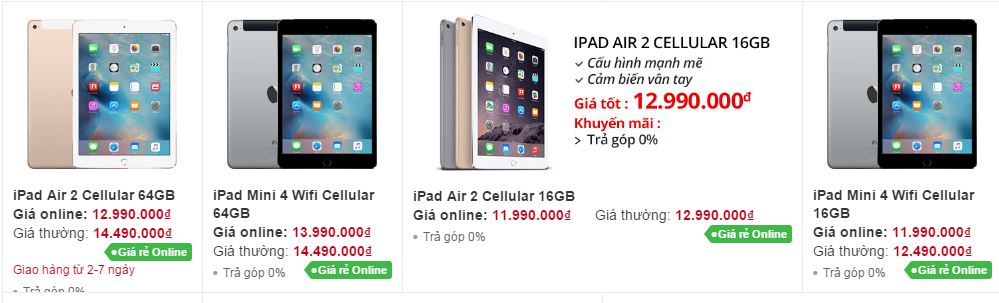 Không chỉ iPhone 7 mà iPad cũng đang đồng loạt giảm giá mạnh mẽ