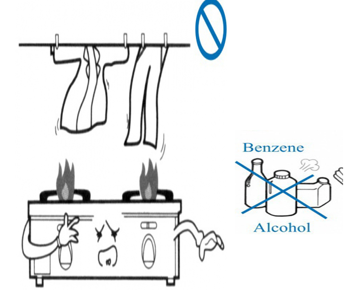  Cần tránh để các vật dụng dễ bắt lửa gần bếp ga đang hoạt động